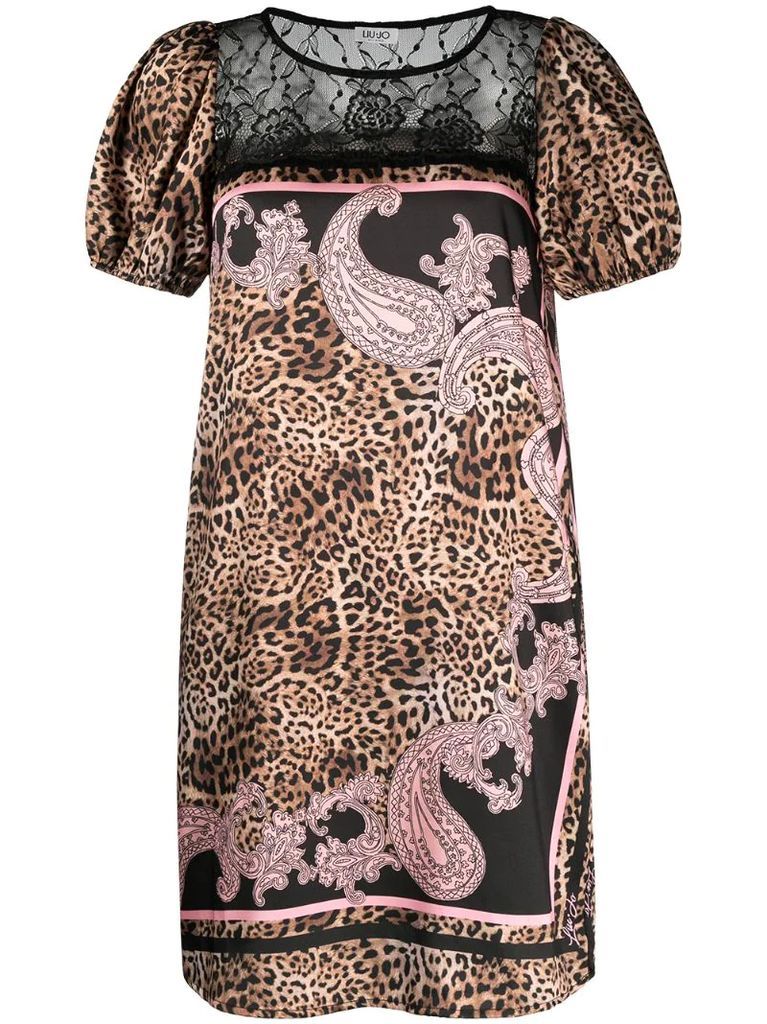 paisley leopard print dress