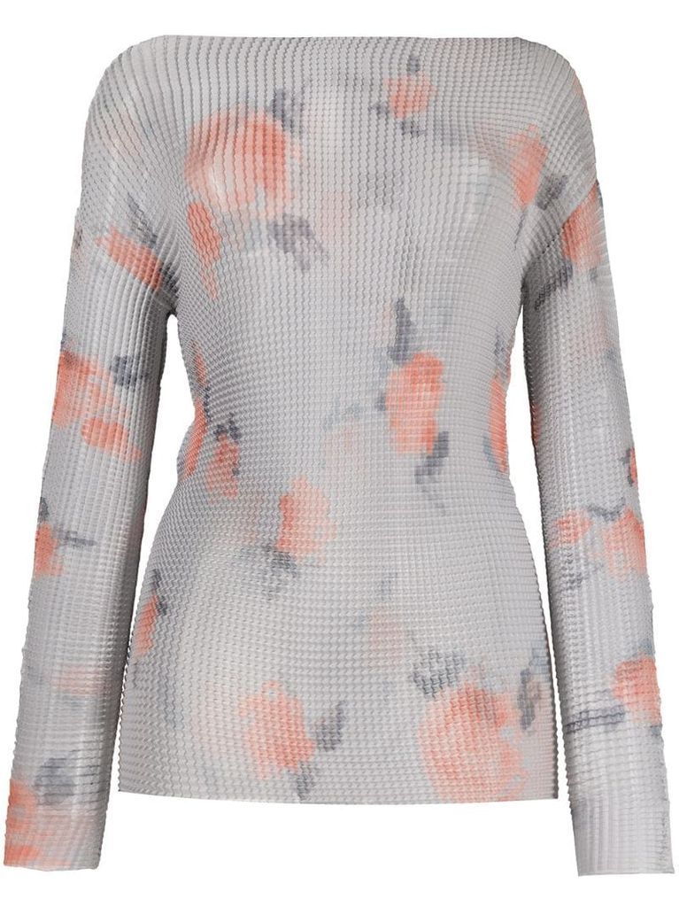 sheer rose print top