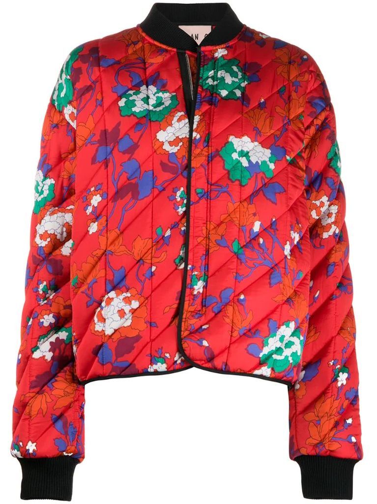 floral print padded bomber jacket