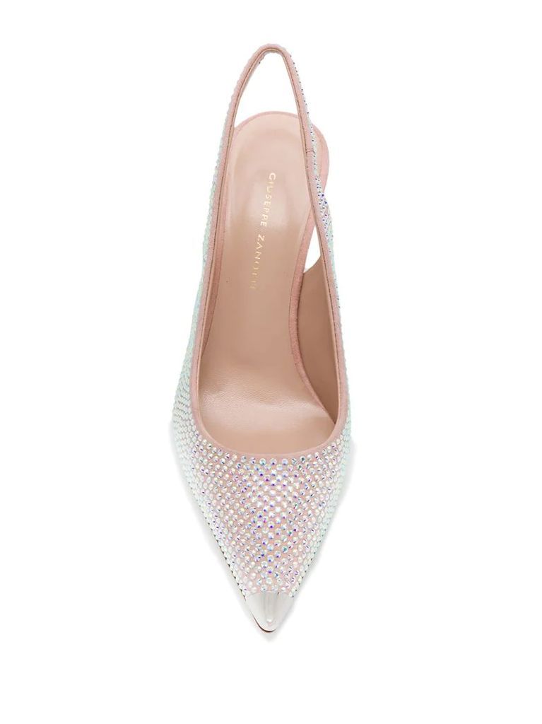 crystal-embellished slingback pumps