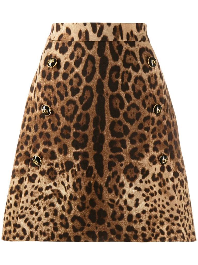 leopard print A-line skirt