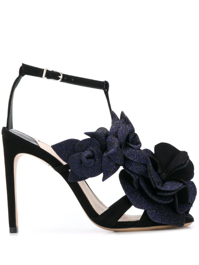 floral-embellished sandals