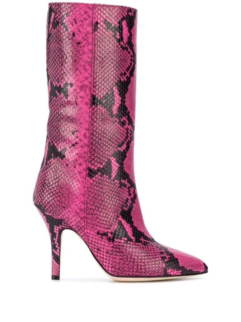 snakeskin effect stiletto boots