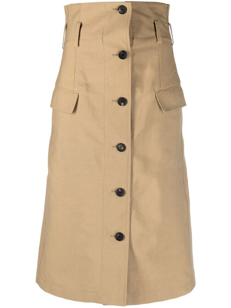 buttoned mid-length skirt