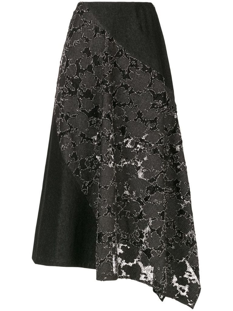 asymmetric panelled skirt