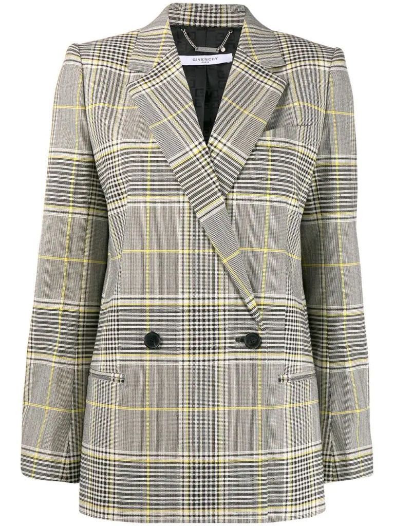 double-breasted check blazer