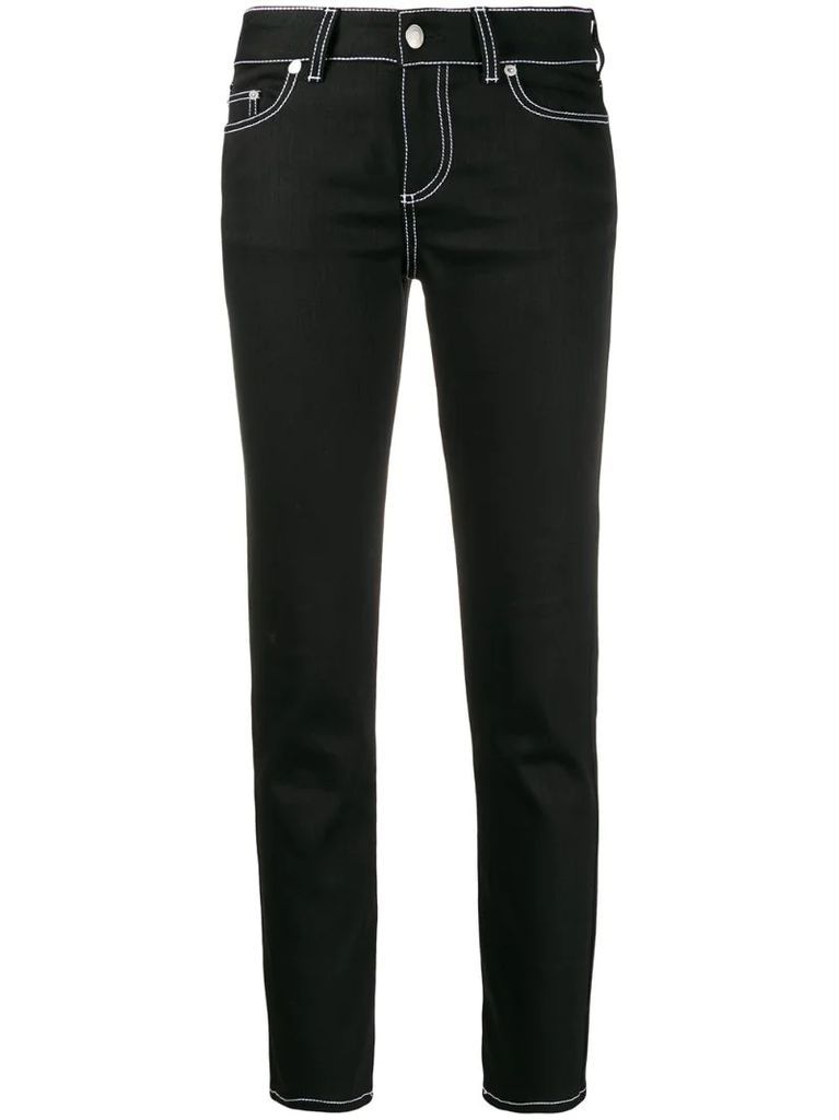 contrast stitch straight-leg jeans