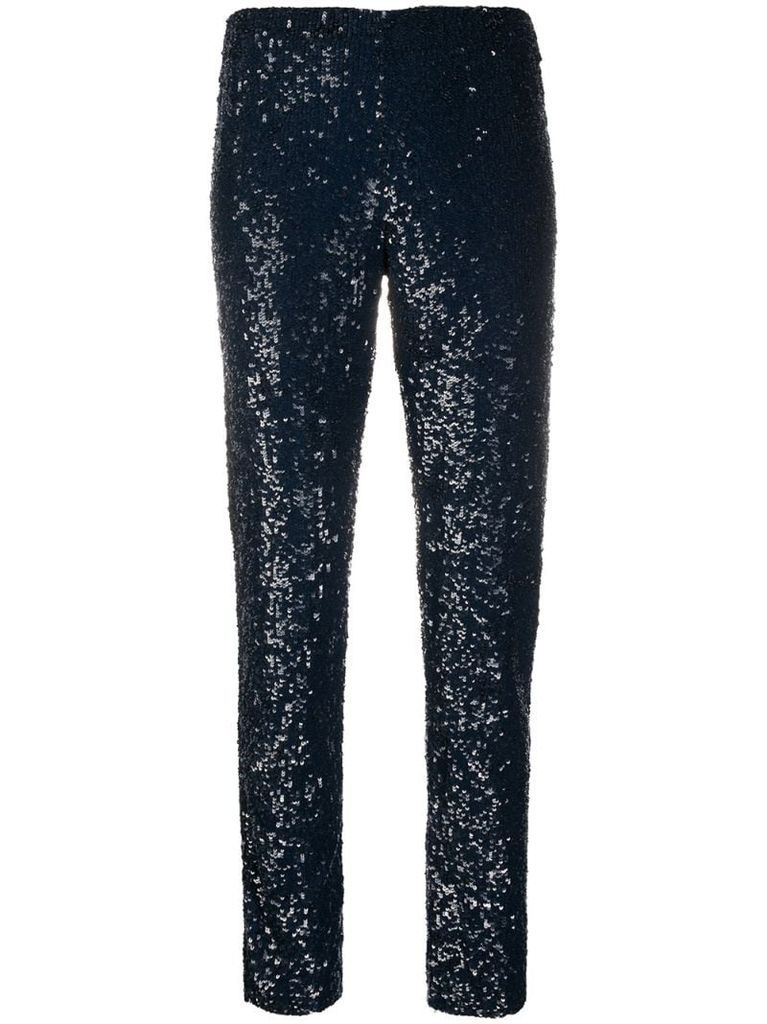 sequin slim fit trousers