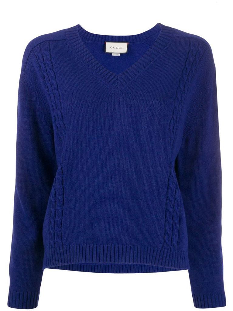 ribbed v-neck jumper