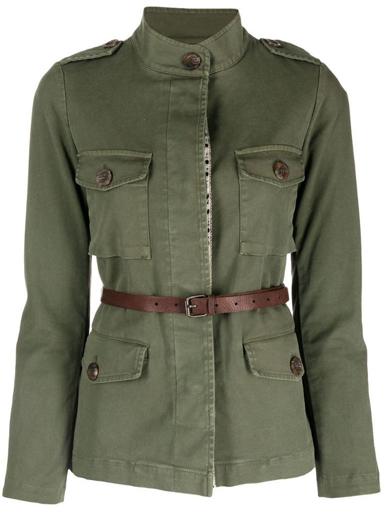 belted waist safari jacket