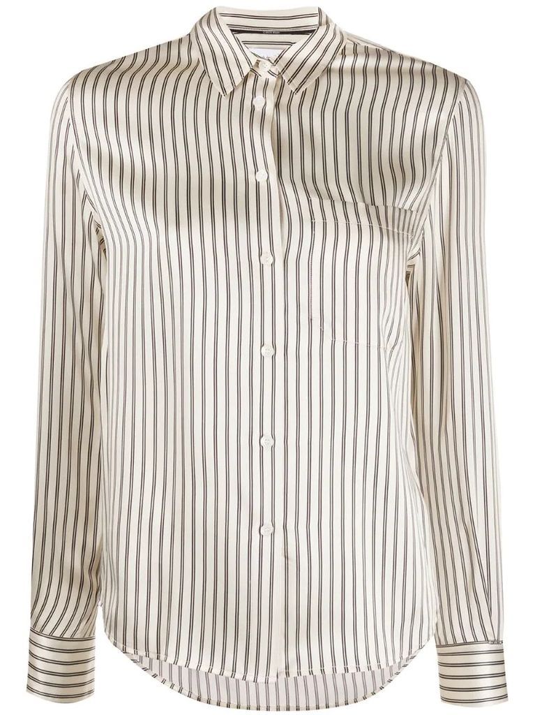 striped slim-fit silk shirt