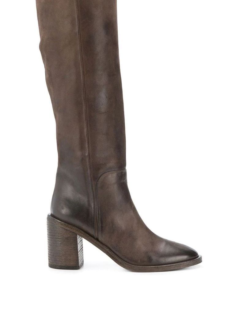 knee length heeled boots