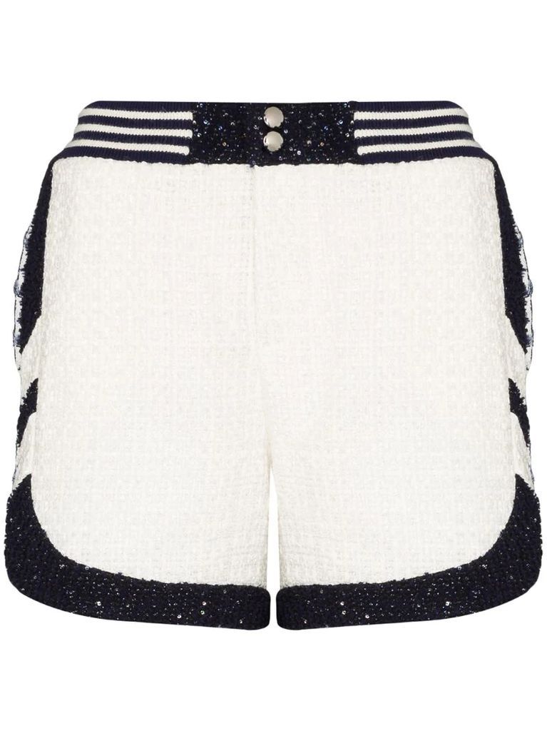 tweed pattern mix shorts