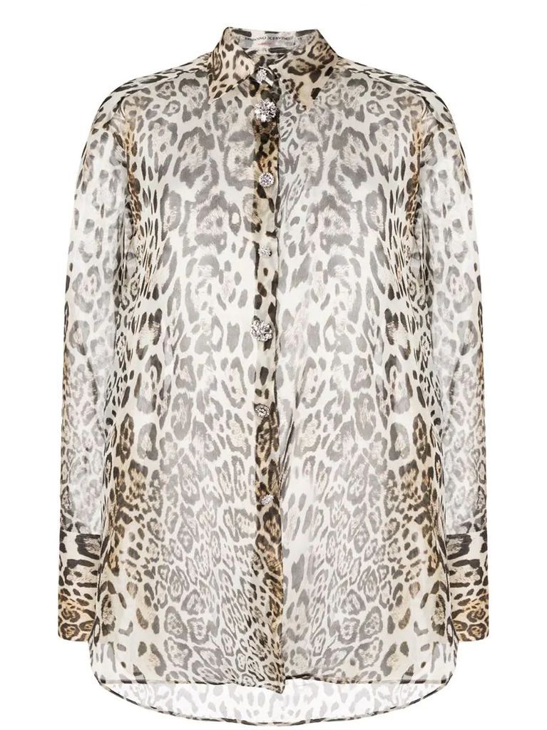 sheer leopard print blouse