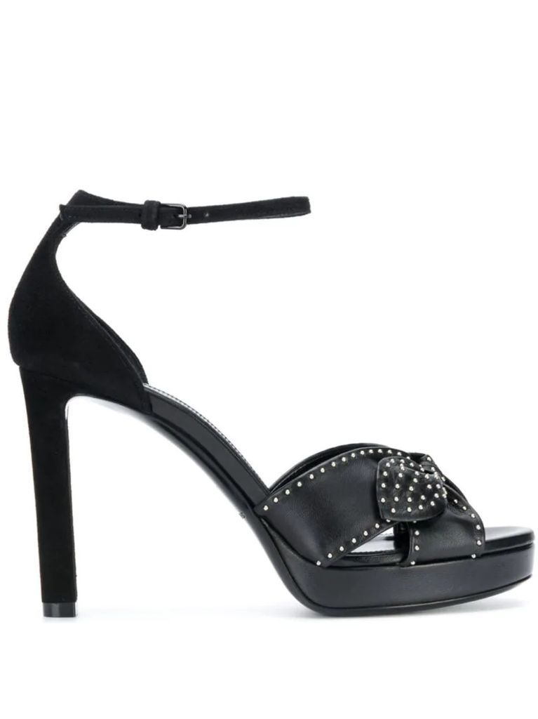 studded bow leather sandals