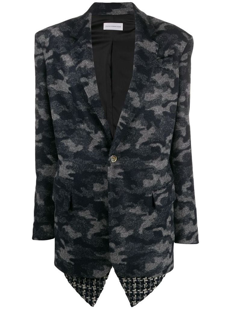 camouflage print single-breasted blazer