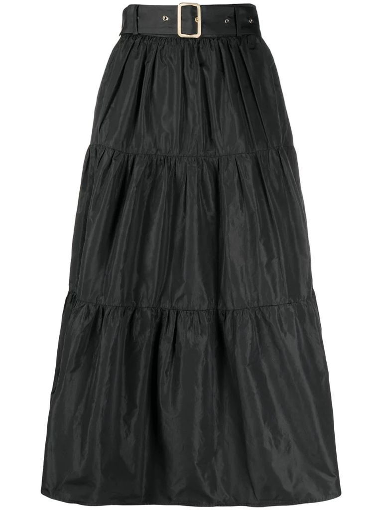 belted tiered skirt
