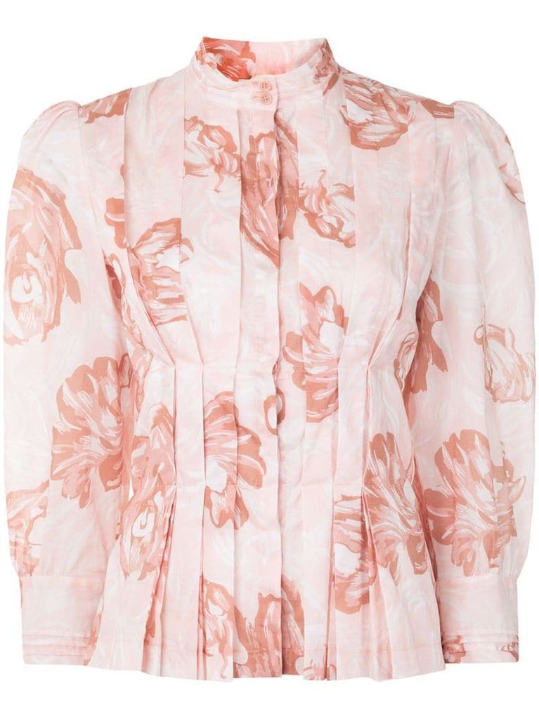 Gardenesque floral-print cotton shirt