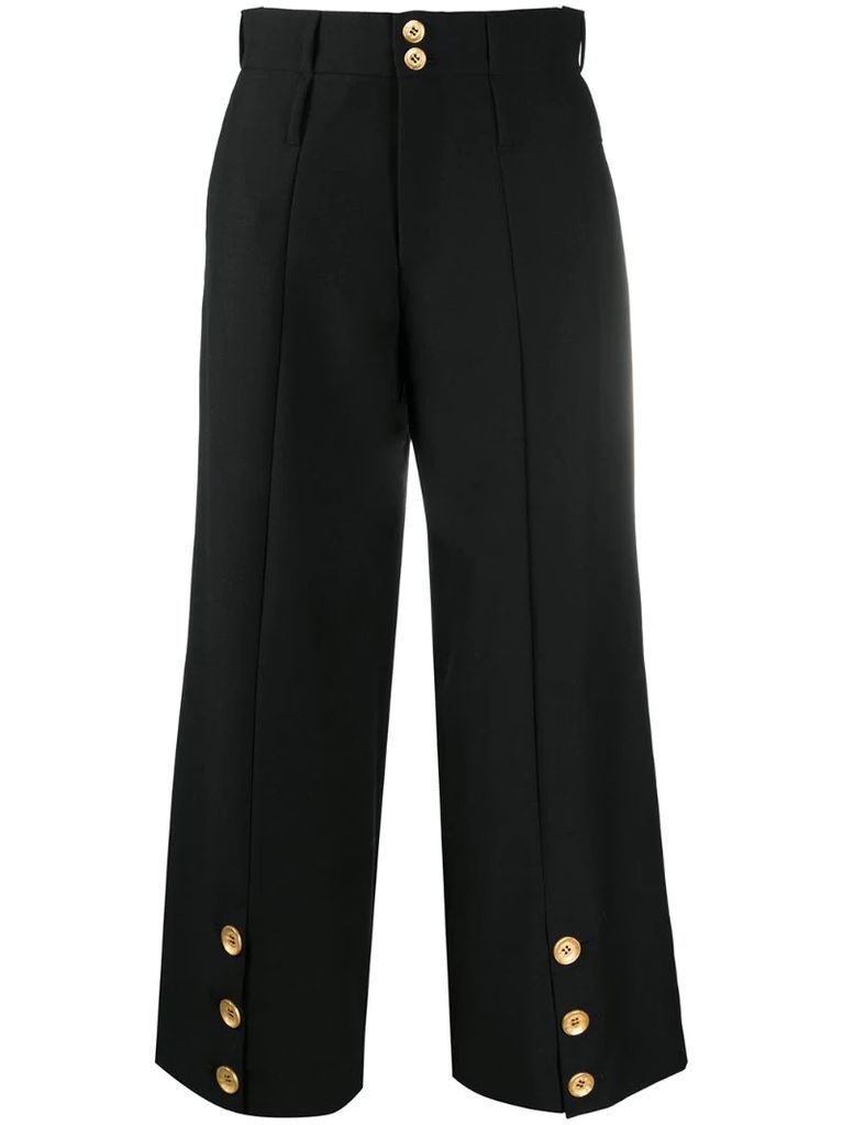 button-detail trousers