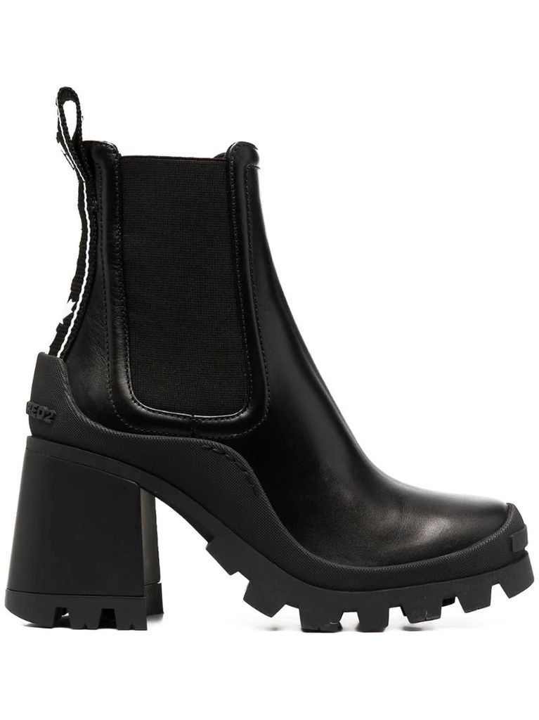 branded pull-tab ankle boots