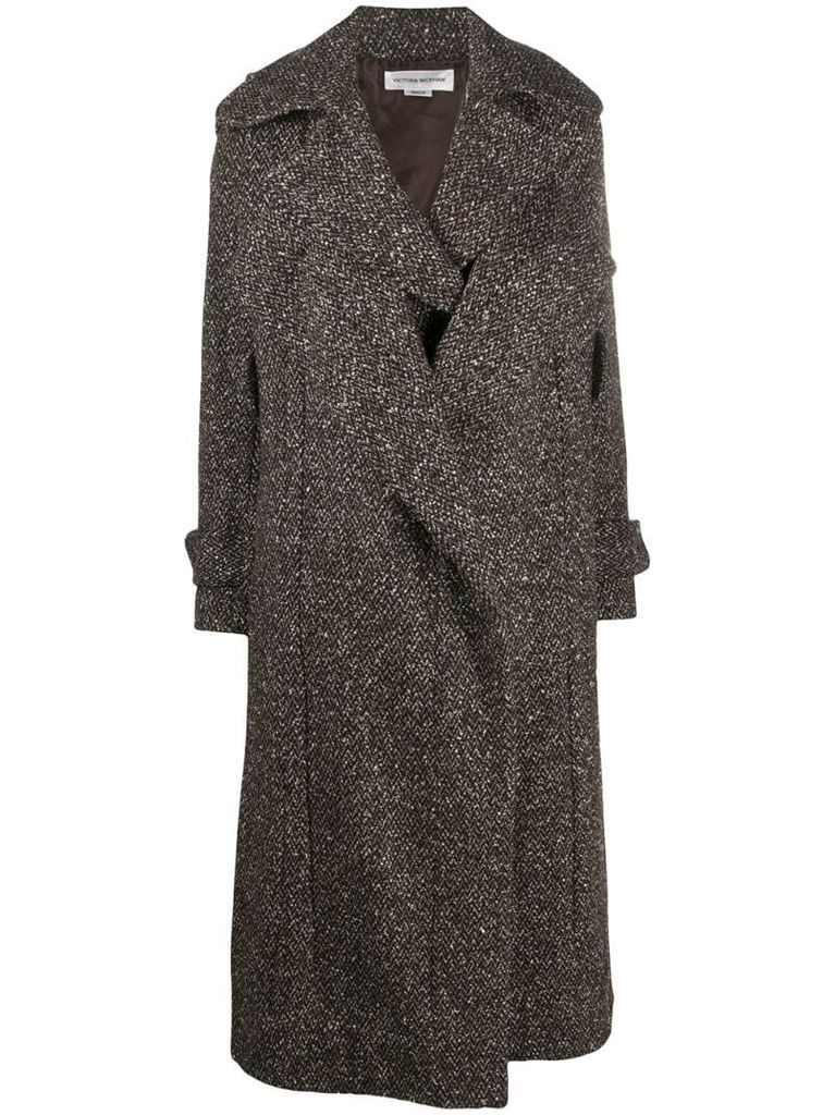wool-blend belted coat