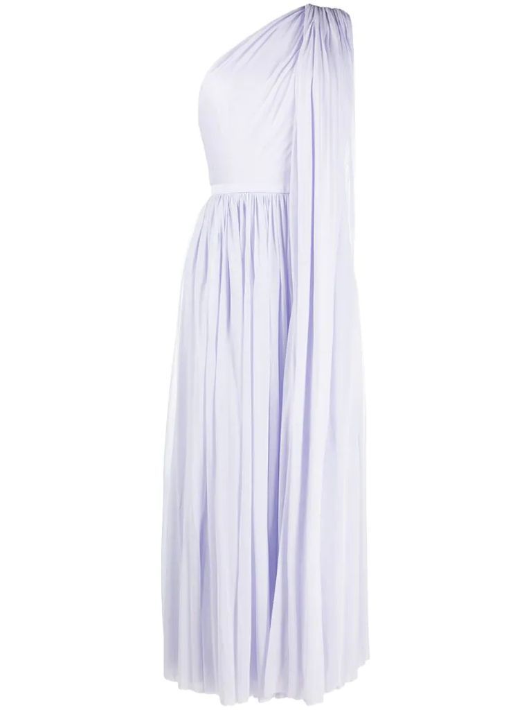 one-shoulder evening gown