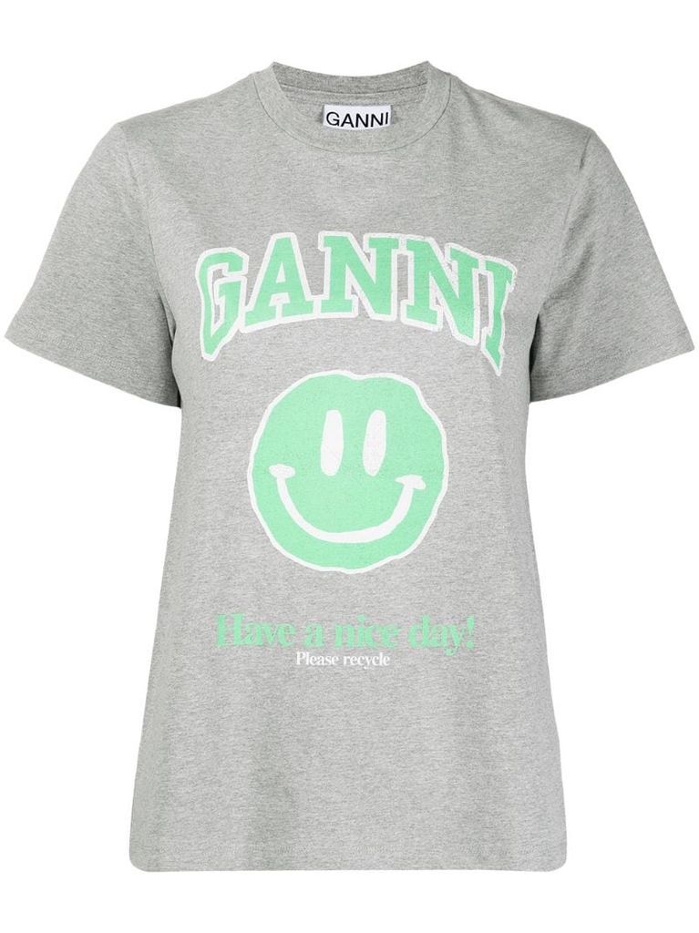 smiley-face print logo T-shirt
