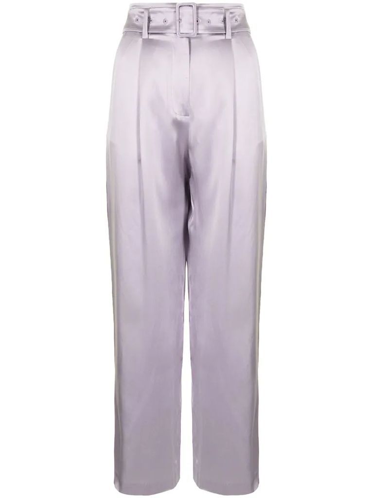 belted silk trousers