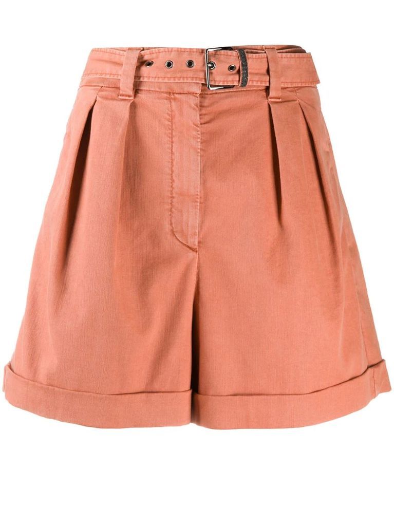 high-rise belted shorts
