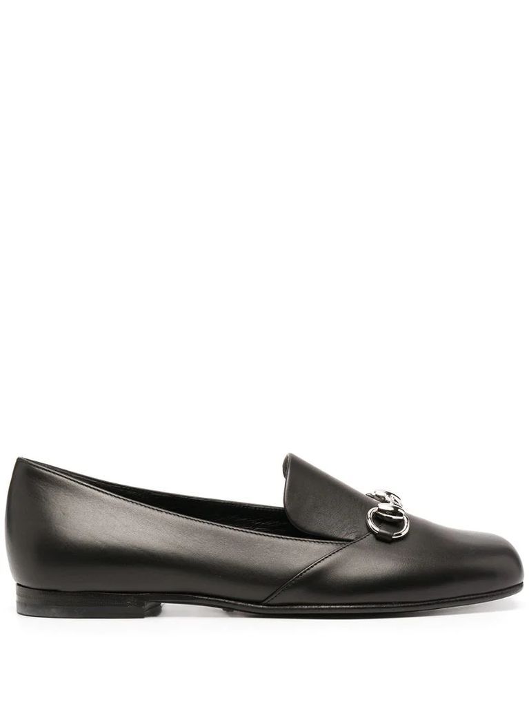 square-toe leather loafers