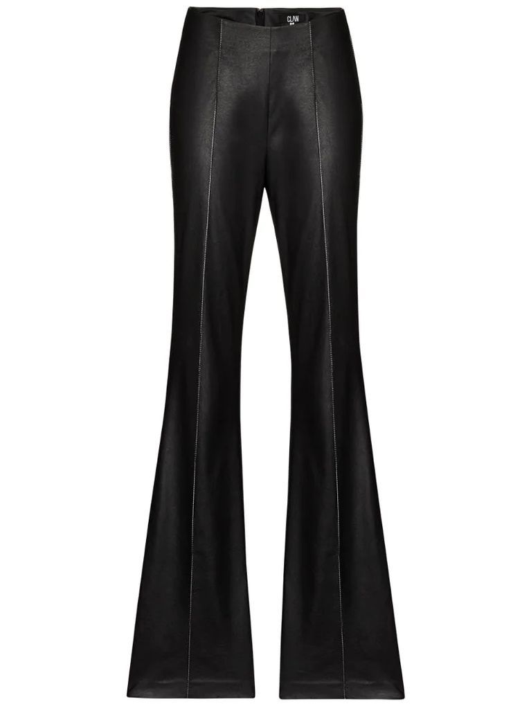 faux-leather slim bootcut trousers