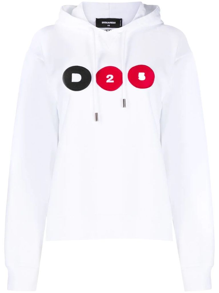multi-logo patch cotton hoodie