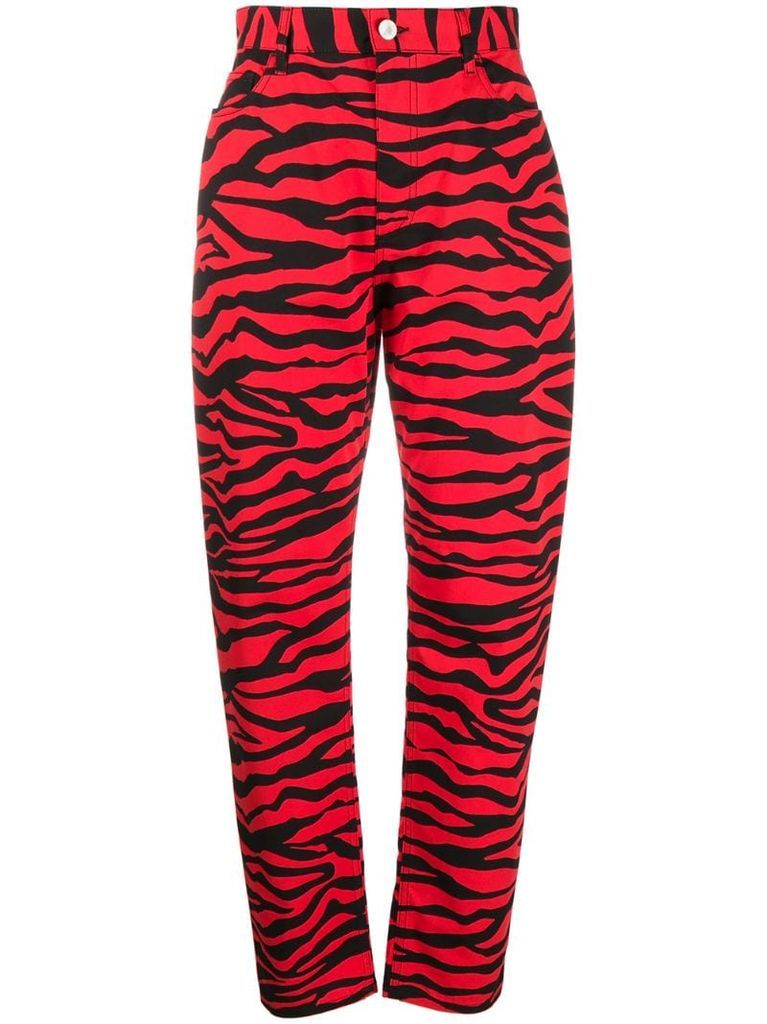 tiger-print carrot fit trousers