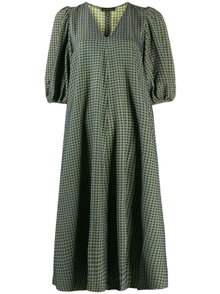 grid print dress