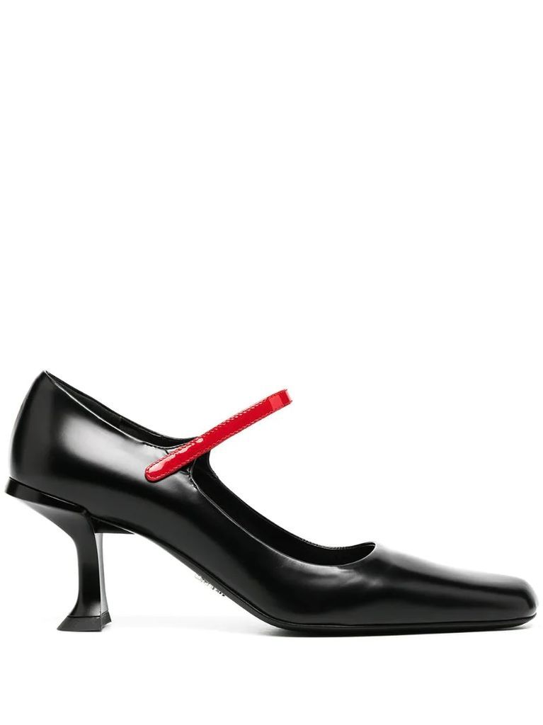 contrast ankle-strap heels