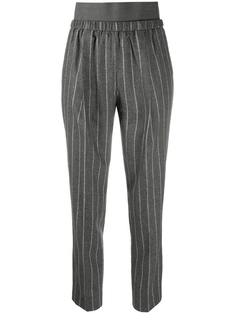 pinstripe elasticated trousers