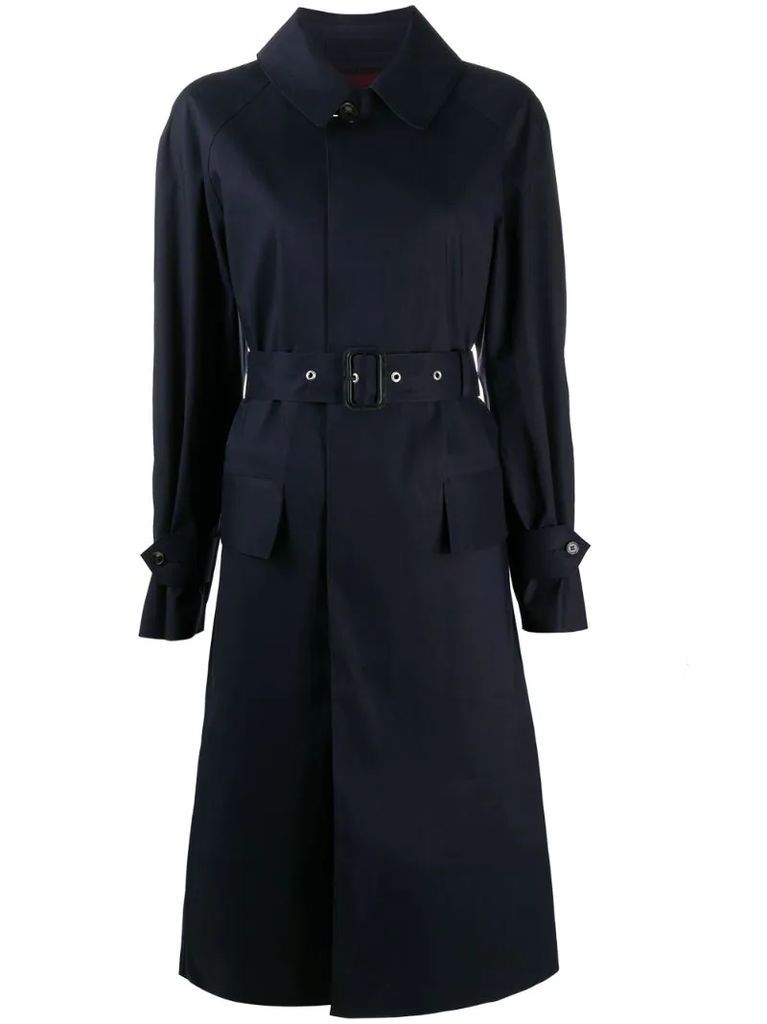 belted waist single-breasted coat