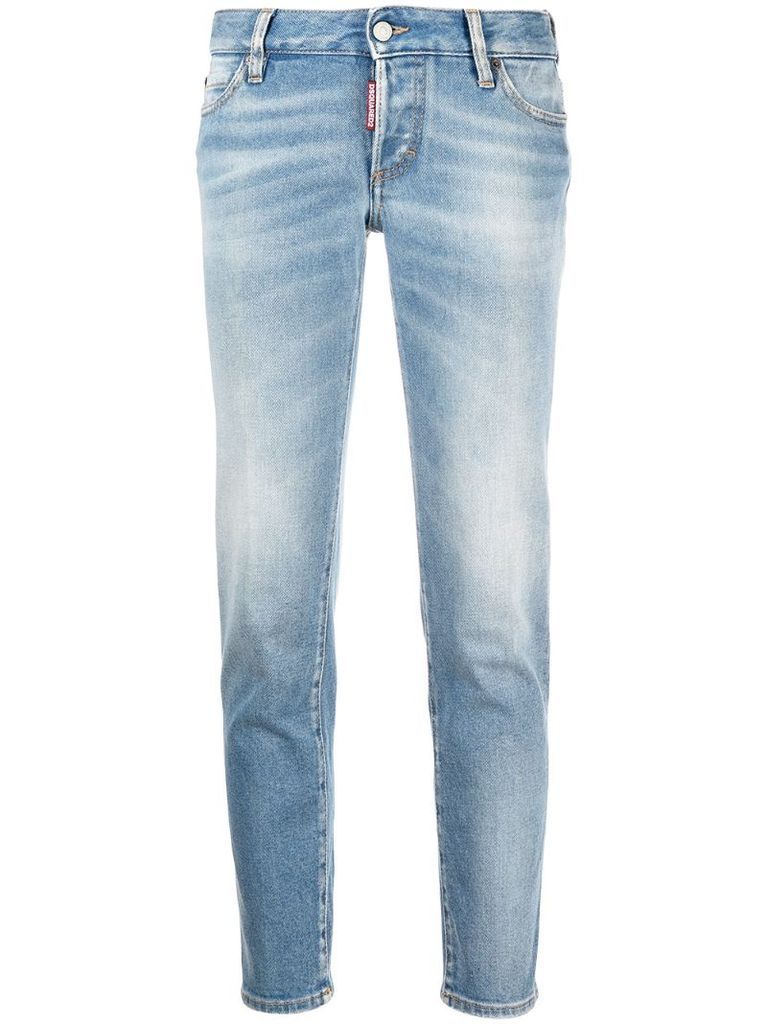 faded straight-leg jeans