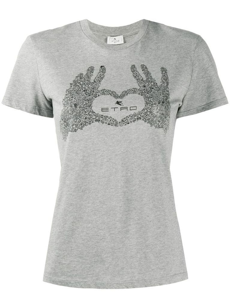heart-hands print T-shirt