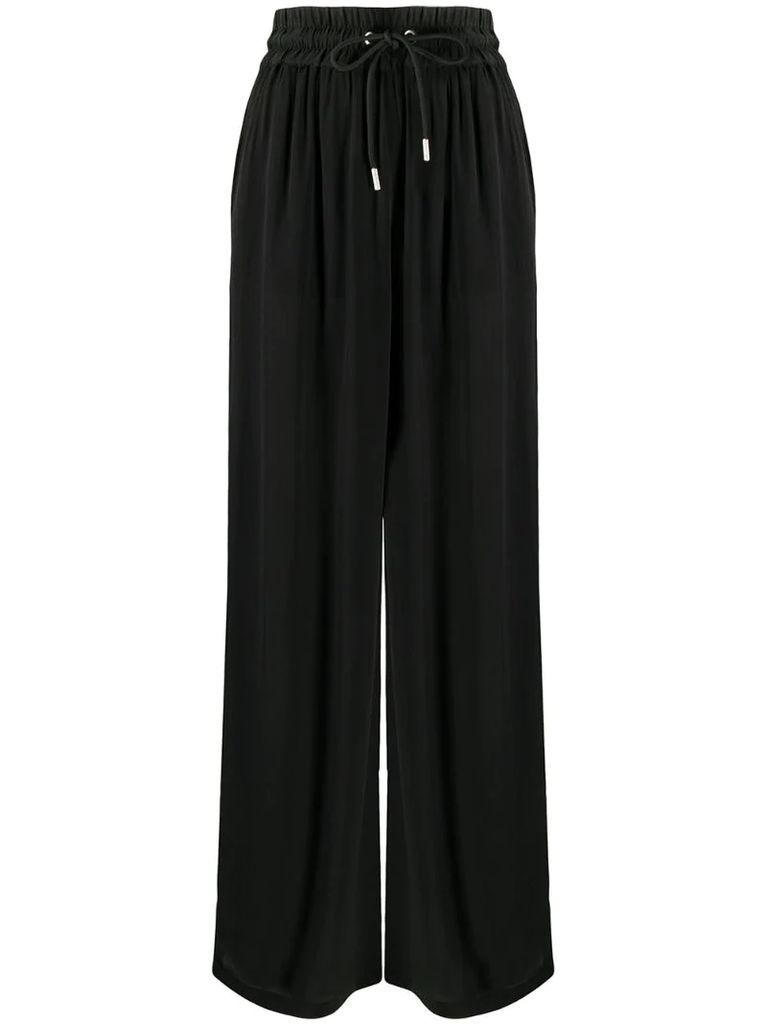 drawstring wide-leg trousers