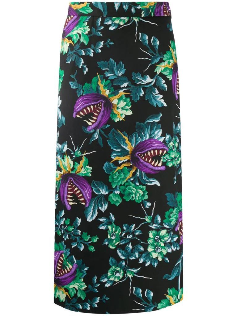 floral print cotton pencil skirt