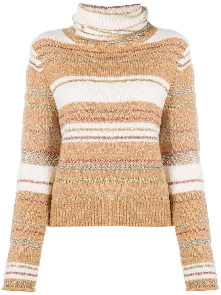 turtle neck striped knit jumper