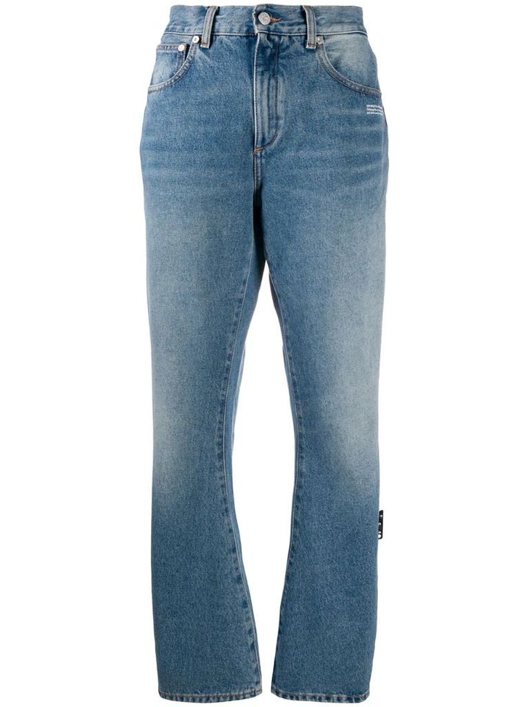 washed-effect straight-leg jeans