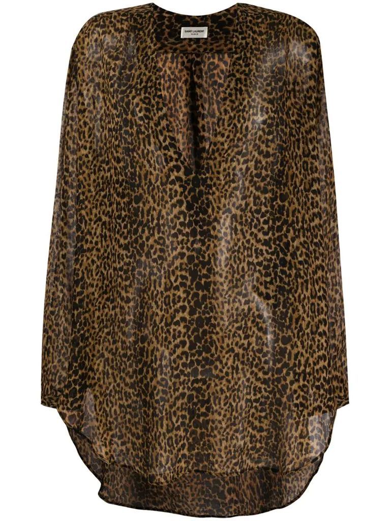 leopard print asymmetric blouse