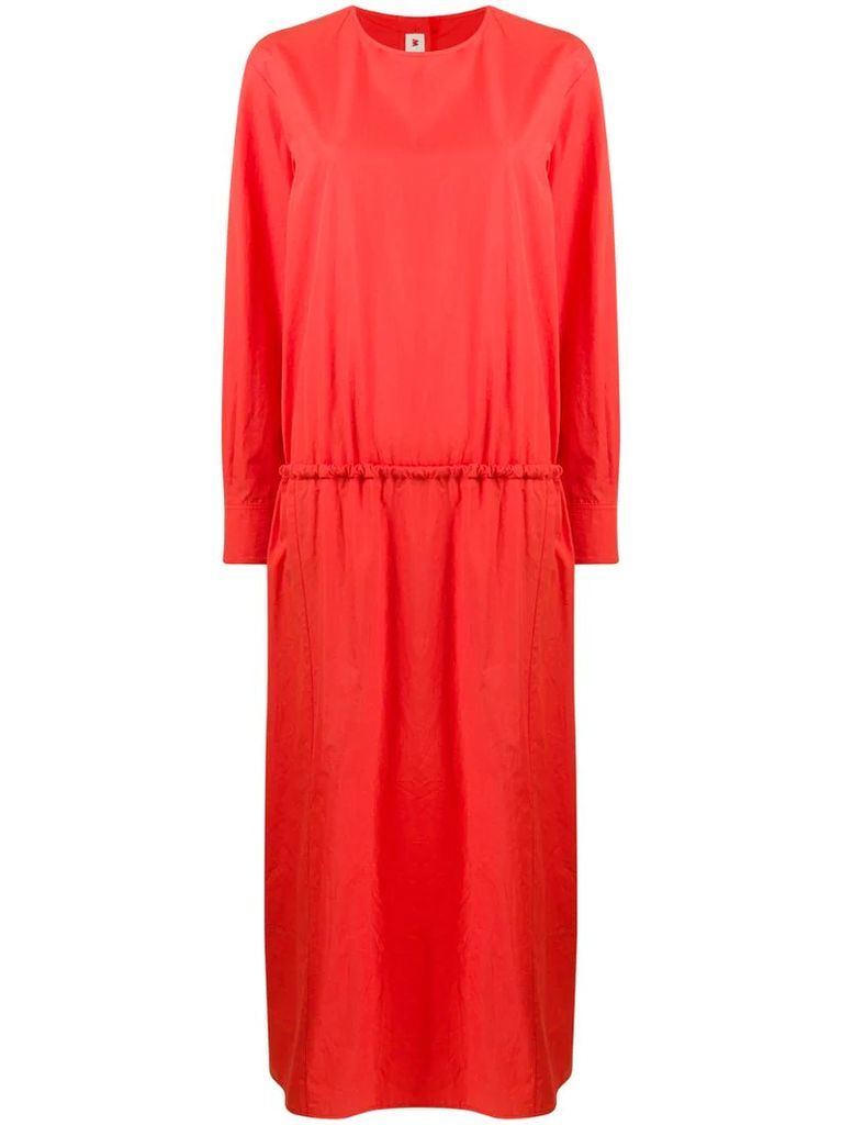 ruched cotton maxi dress