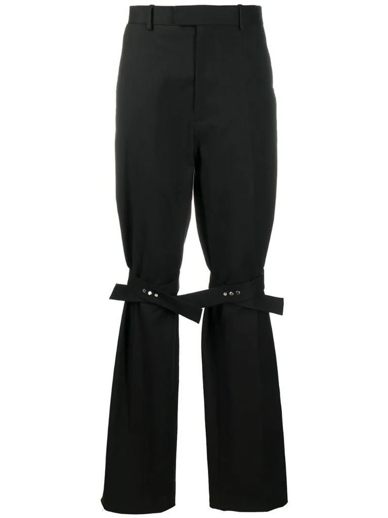 strap detail tailored trousers