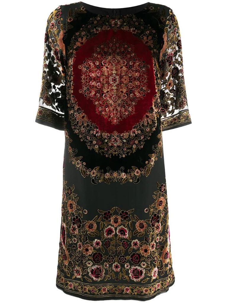floral embroidered shift dress