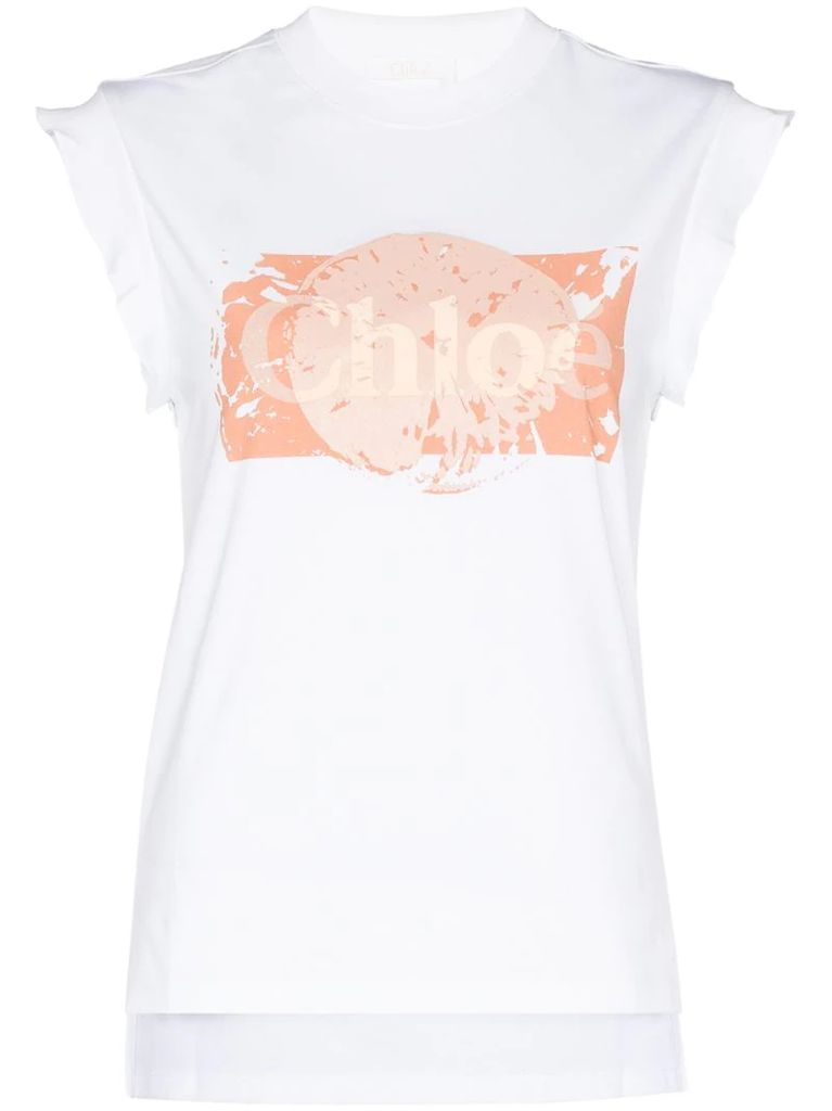 logo-print cap-sleeve T-shirt