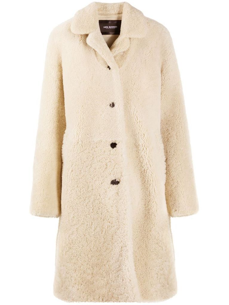 single-breasted shearling coat