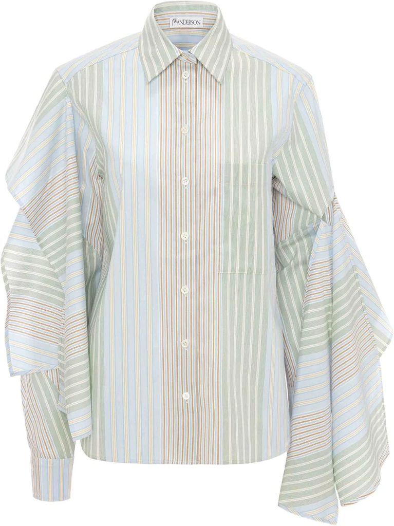 draped-sleeve cotton shirt